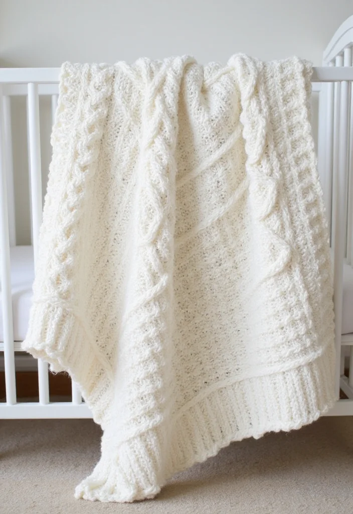30 Lovely Baby Blanket Crochet Pattern Ideas for All Levels - 10. Cable Knit Inspired Blanket