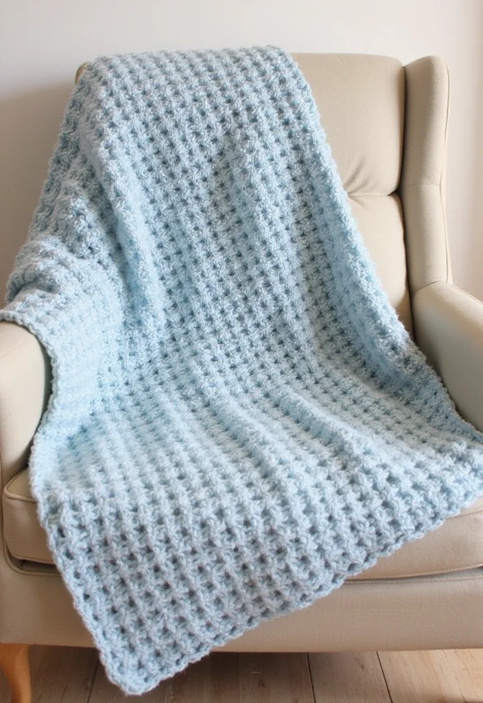 30 Lovely Baby Blanket Crochet Pattern Ideas for All Levels - 11. Waffle Stitch Blanket