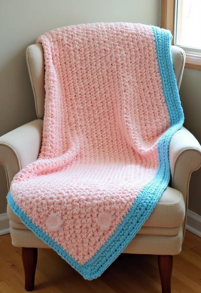 30 Lovely Baby Blanket Crochet Pattern Ideas for All Levels - 18. Easy Baby Blanket with Borders