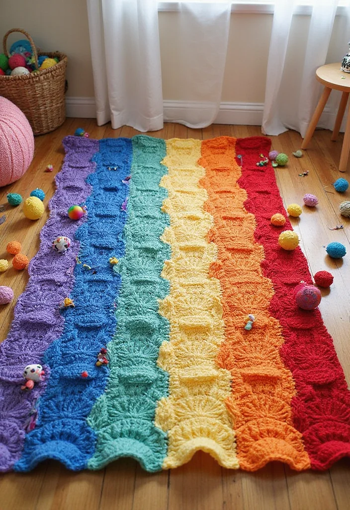 30 Lovely Baby Blanket Crochet Pattern Ideas for All Levels - 20. Rainbow Blanket