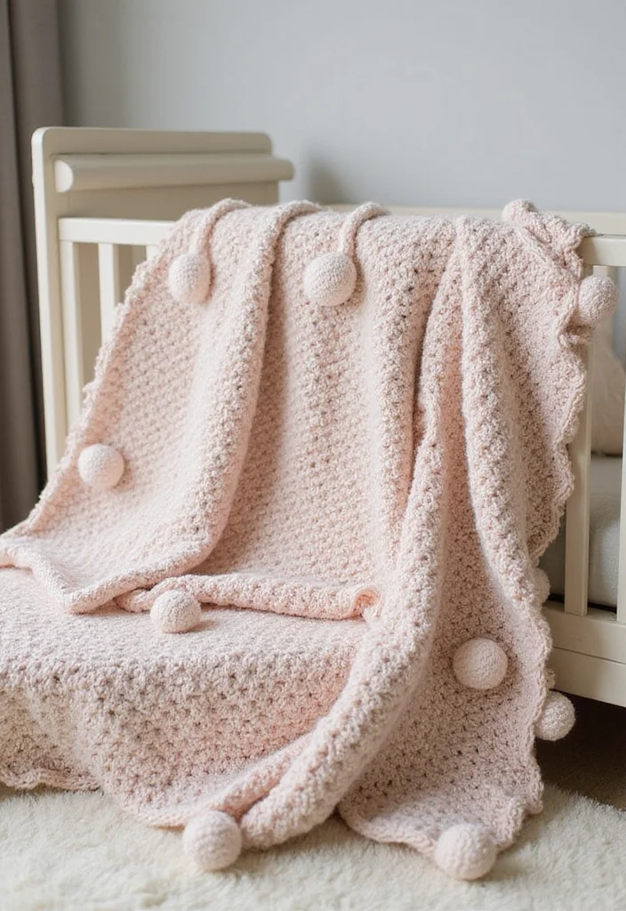 30 Lovely Baby Blanket Crochet Pattern Ideas for All Levels - 21. Textured Bobble Blanket