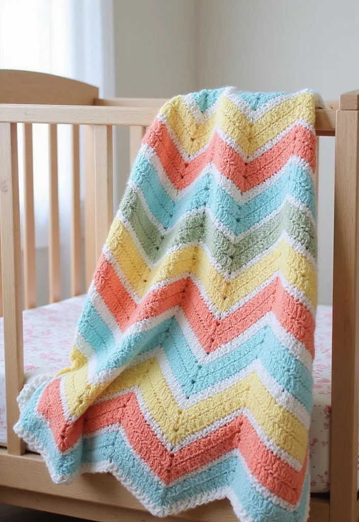 30 Lovely Baby Blanket Crochet Pattern Ideas for All Levels - 4. Ripple Stitch Blanket