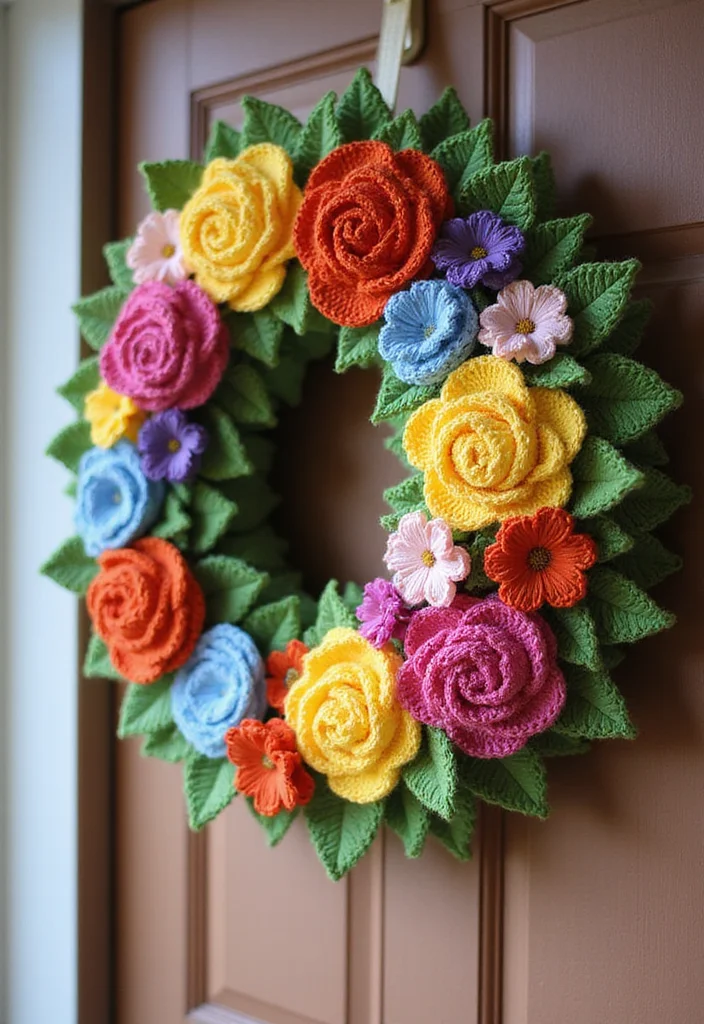 30 Pretty Crochet Flowers Free Pattern Collections for Any Project - 13. Crochet Flower Wreath