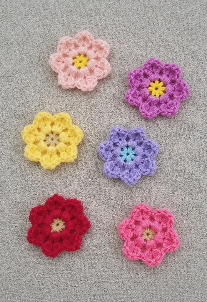 30 Pretty Crochet Flowers Free Pattern Collections for Any Project - 14. Crochet Flower Appliqués