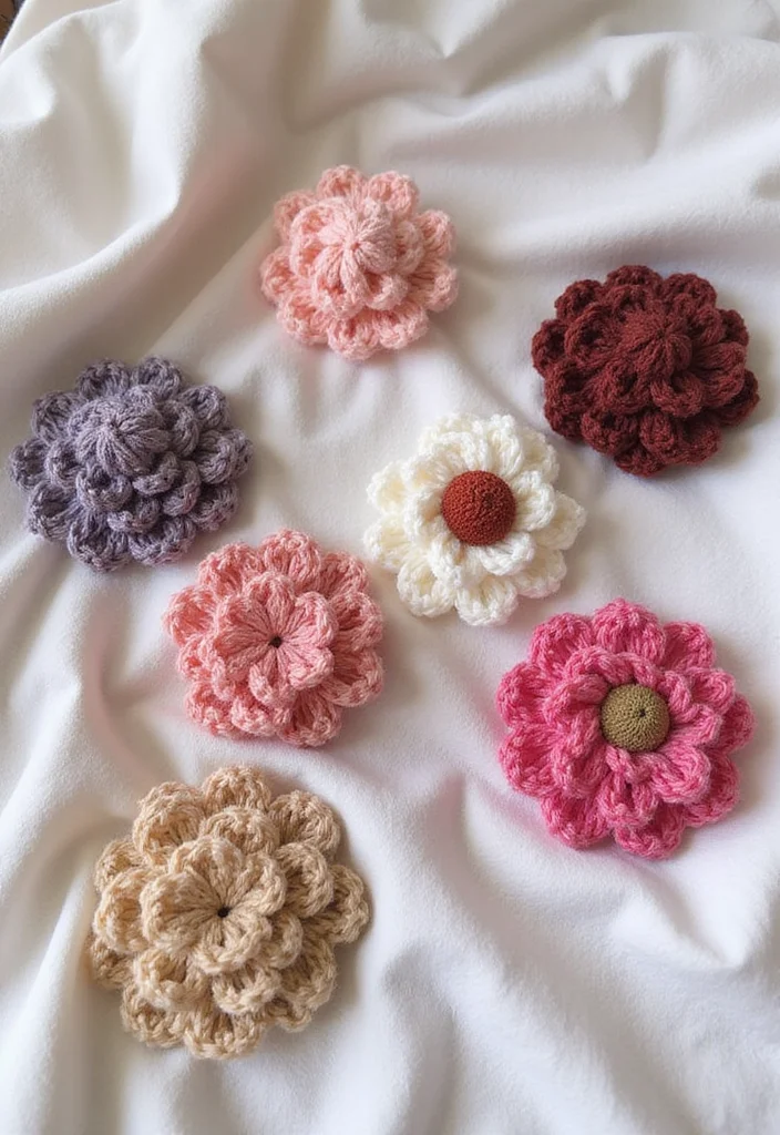 30 Pretty Crochet Flowers Free Pattern Collections for Any Project - 19. Crochet Flower Hair Accessories