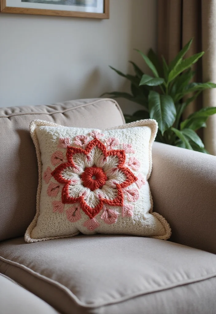30 Pretty Crochet Flowers Free Pattern Collections for Any Project - 22. Crochet Flower Pillows