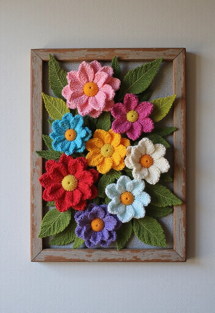 30 Pretty Crochet Flowers Free Pattern Collections for Any Project - 23. Crochet Flower Wall Art