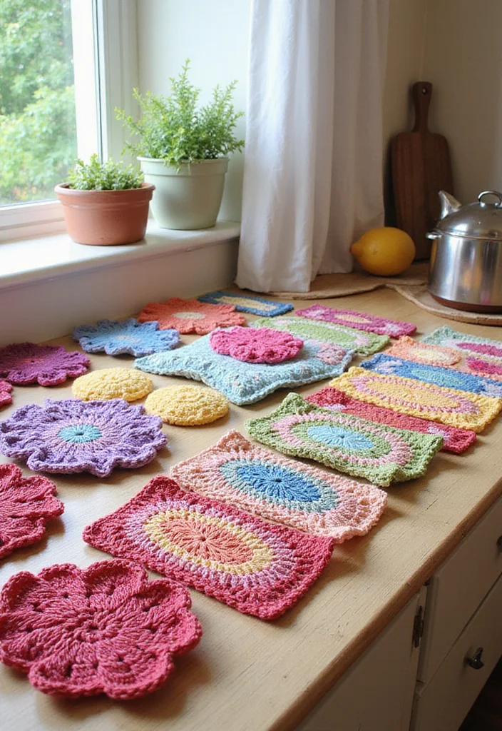 30 Pretty Crochet Flowers Free Pattern Collections for Any Project - 24. Crochet Flower Dishcloths