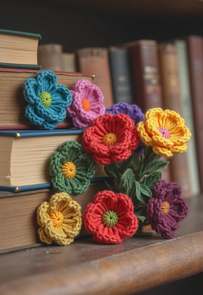 30 Pretty Crochet Flowers Free Pattern Collections for Any Project - 26. Crochet Flower Bookmarks
