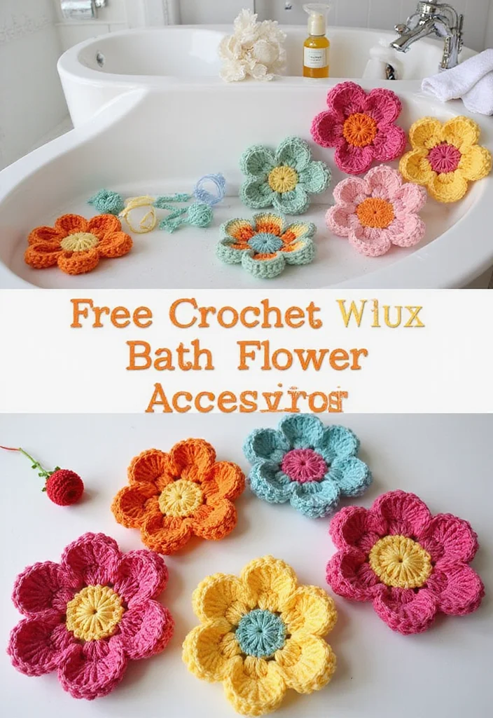 30 Pretty Crochet Flowers Free Pattern Collections for Any Project - 28. Crochet Flower Bath Accessories
