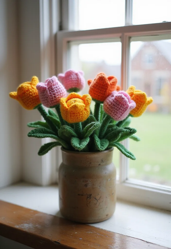 30 Pretty Crochet Flowers Free Pattern Collections for Any Project - 4. Whimsical Tulip Flower