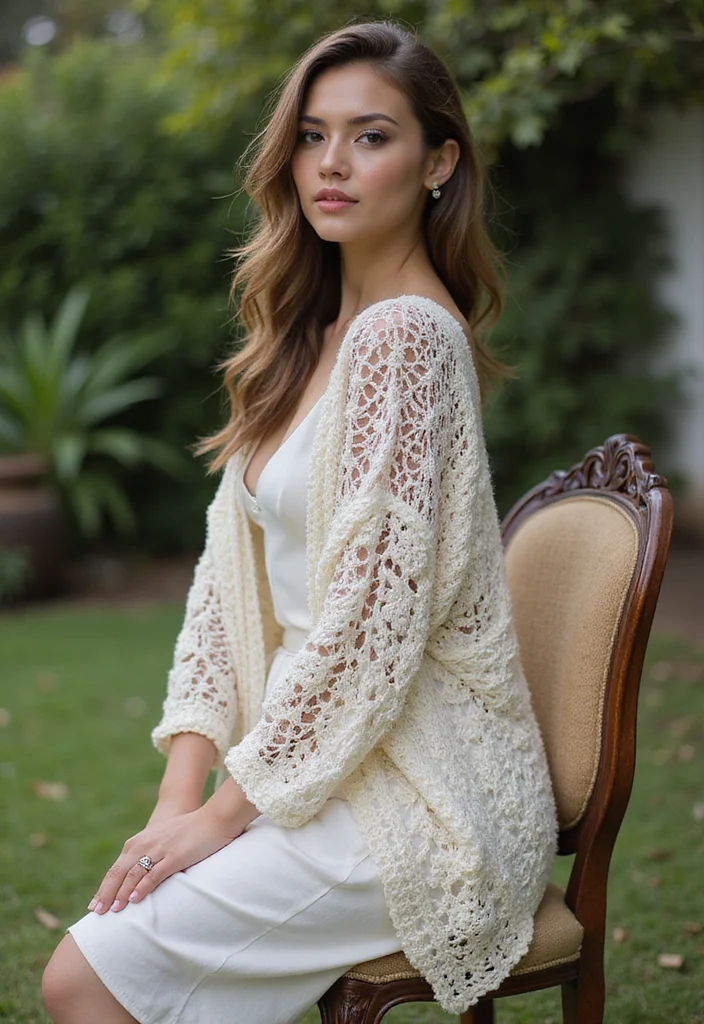 30 Stylish Crochet Cardigan Pattern Free Women Designs - 10. Kimono Style Cardigan