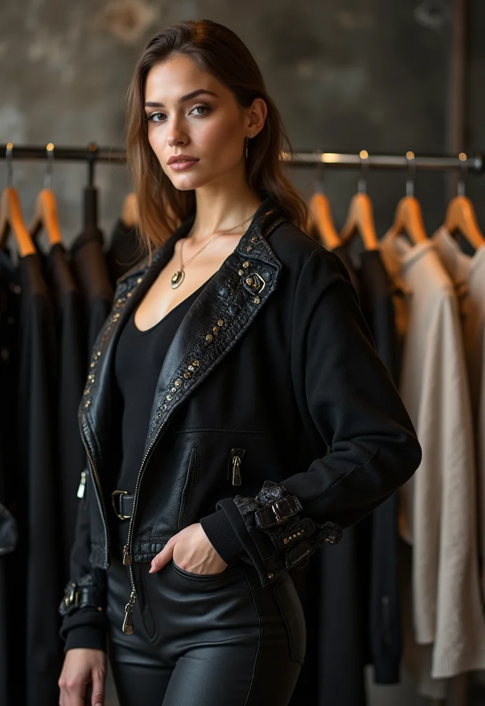 30 Stylish Crochet Cardigan Pattern Free Women Designs - 18. Edgy Cardigan with Leather Accents