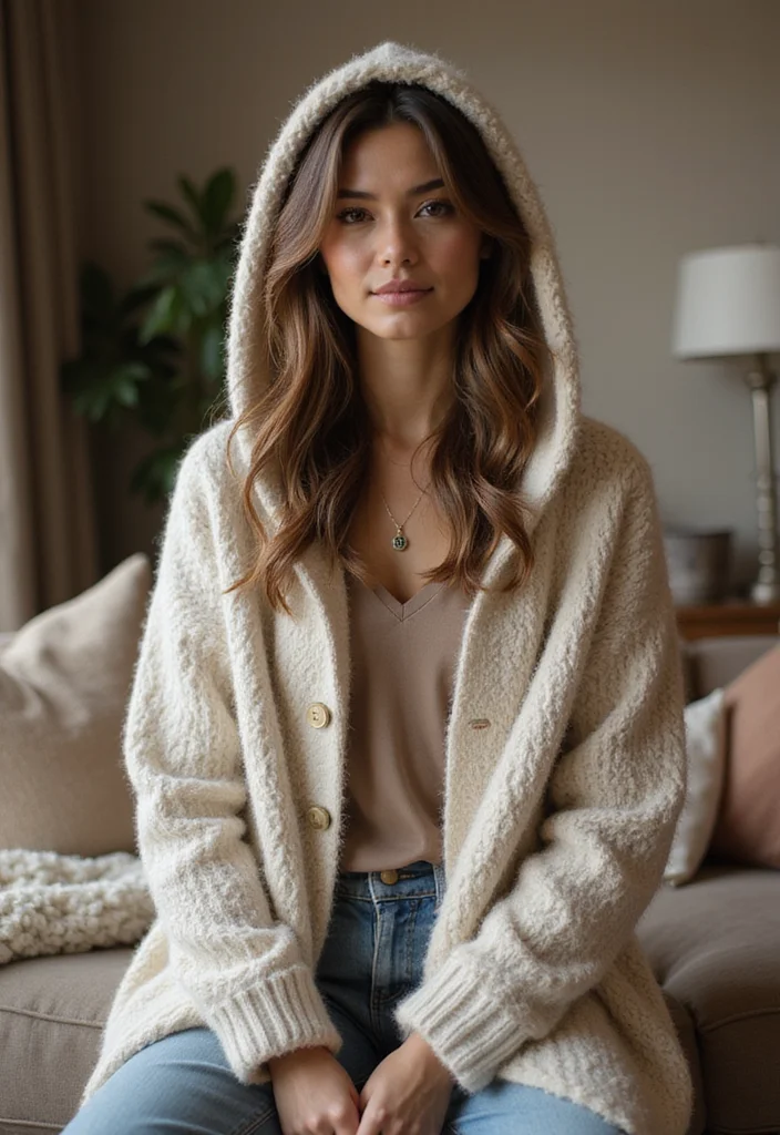 30 Stylish Crochet Cardigan Pattern Free Women Designs - 19. Cardigan with a Hood