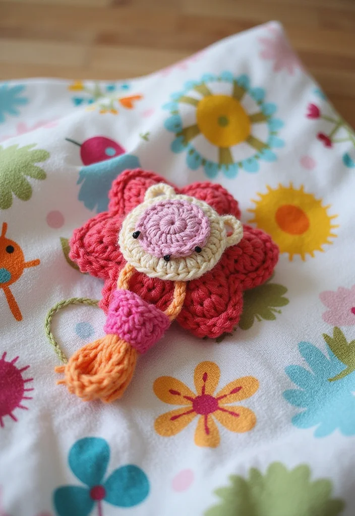 Baby Crochet Patterns Free: Sweet Infant Project Guide with 20 Tender Visual Inspirations - 13. Cheerful Pacifier Clip