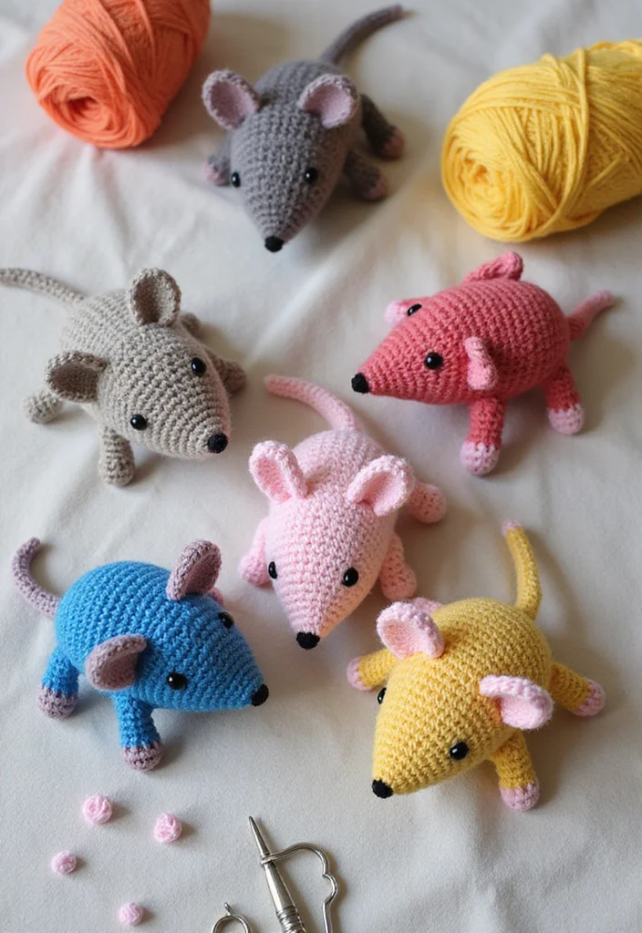 Cat Crochet Pattern Free: Adorable Feline Amigurumi Guide with 17 Playful Visual Inspirations - 2. Whimsical Cat Toy Mice