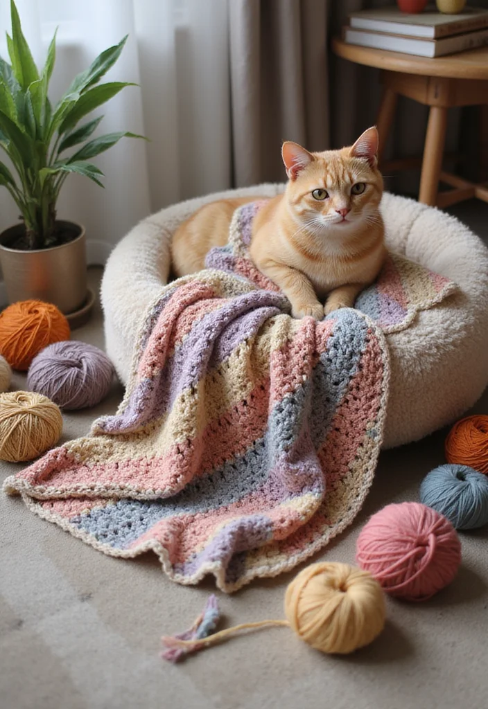 Cat Crochet Pattern Free: Adorable Feline Amigurumi Guide with 17 Playful Visual Inspirations - 3. Cozy Cat Blanket