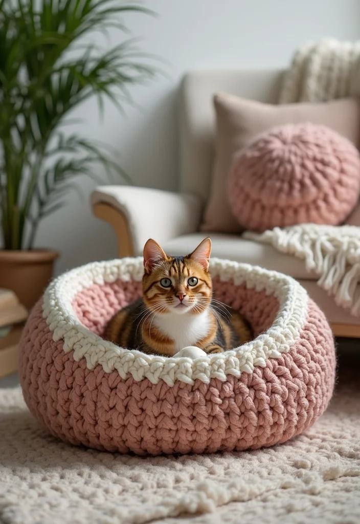 Cat Crochet Pattern Free: Adorable Feline Amigurumi Guide with 17 Playful Visual Inspirations - 5. Adorable Cat Bed