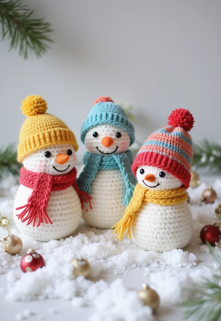Christmas Crochet Patterns Free: Festive DIY Guide with 19 Holiday Visual Inspirations - 14. Enchanting Snowmen