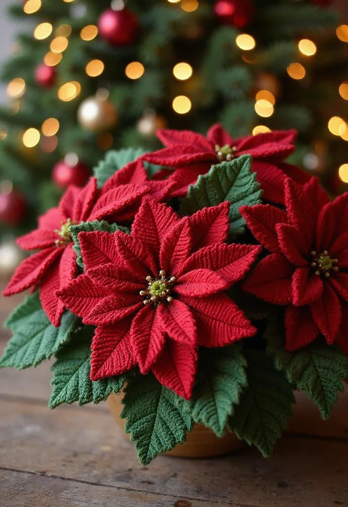 Christmas Crochet Patterns Free: Festive DIY Guide with 19 Holiday Visual Inspirations - 15. Delightful Holiday Poinsettias
