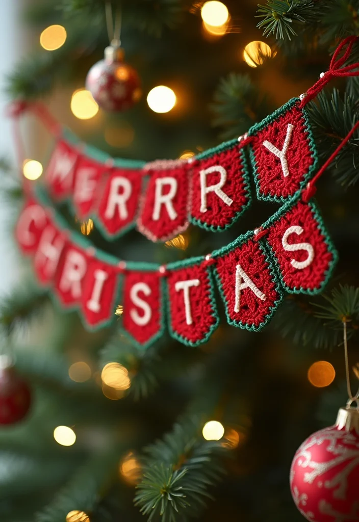 Christmas Crochet Patterns Free: Festive DIY Guide with 19 Holiday Visual Inspirations - 7. Merry Christmas Banners