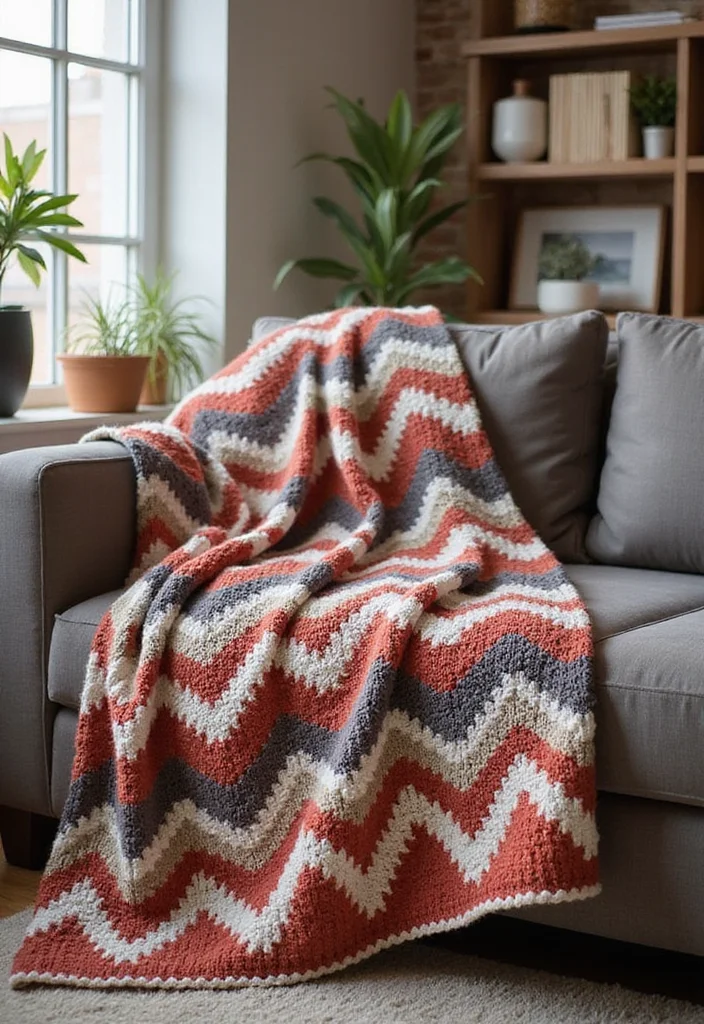 Crochet Afghan Patterns Free: Cozy Designs with 20 Warm Visual Inspirations to Spark Ideas - 14. Chevron Afghan