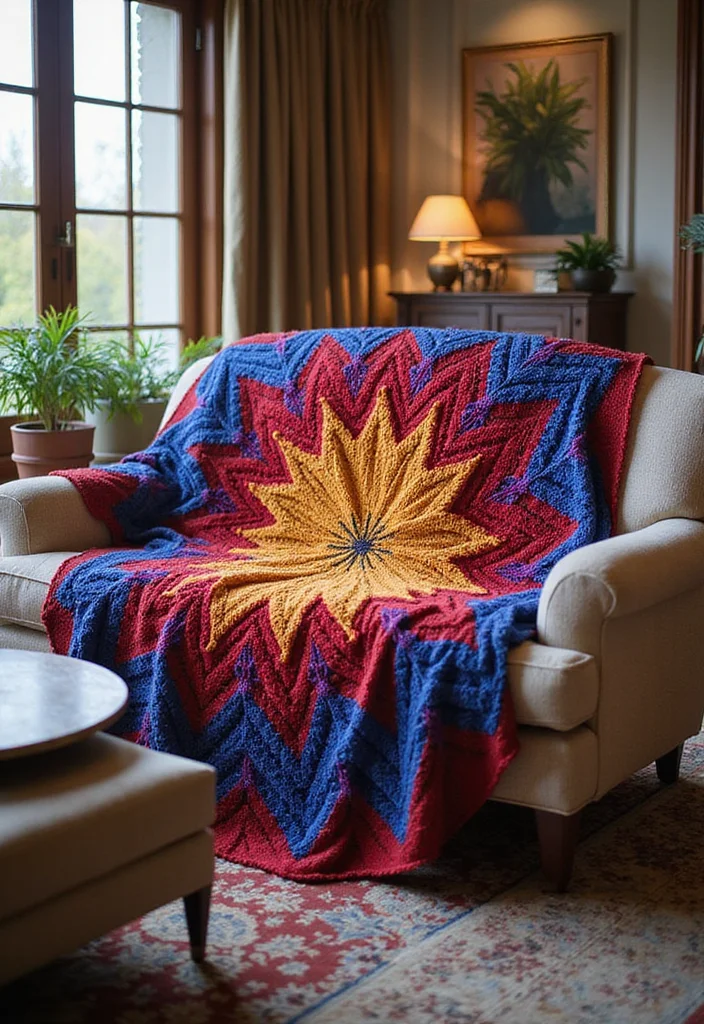 Crochet Afghan Patterns Free: Cozy Designs with 20 Warm Visual Inspirations to Spark Ideas - 7. Starburst Afghan
