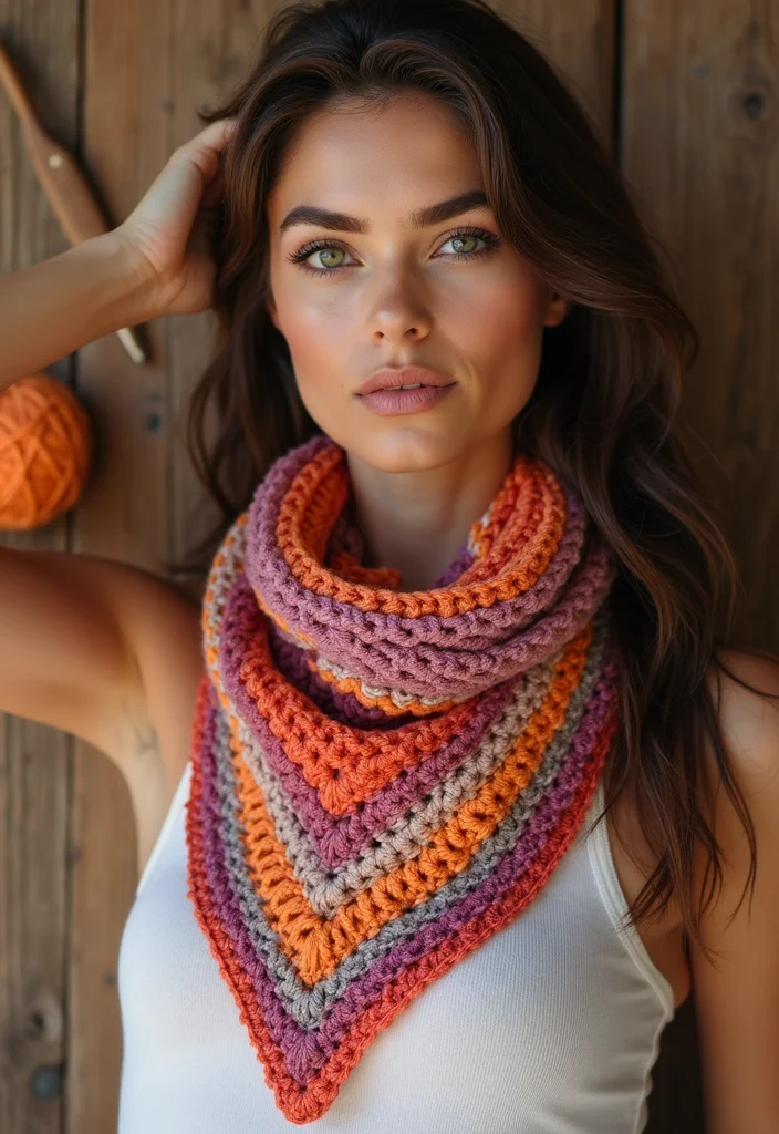 Crochet Bandana Pattern Free: Trendy Accessory Guide with 19 Youthful Visual Inspirations - 1. Classic Triangle Bandana