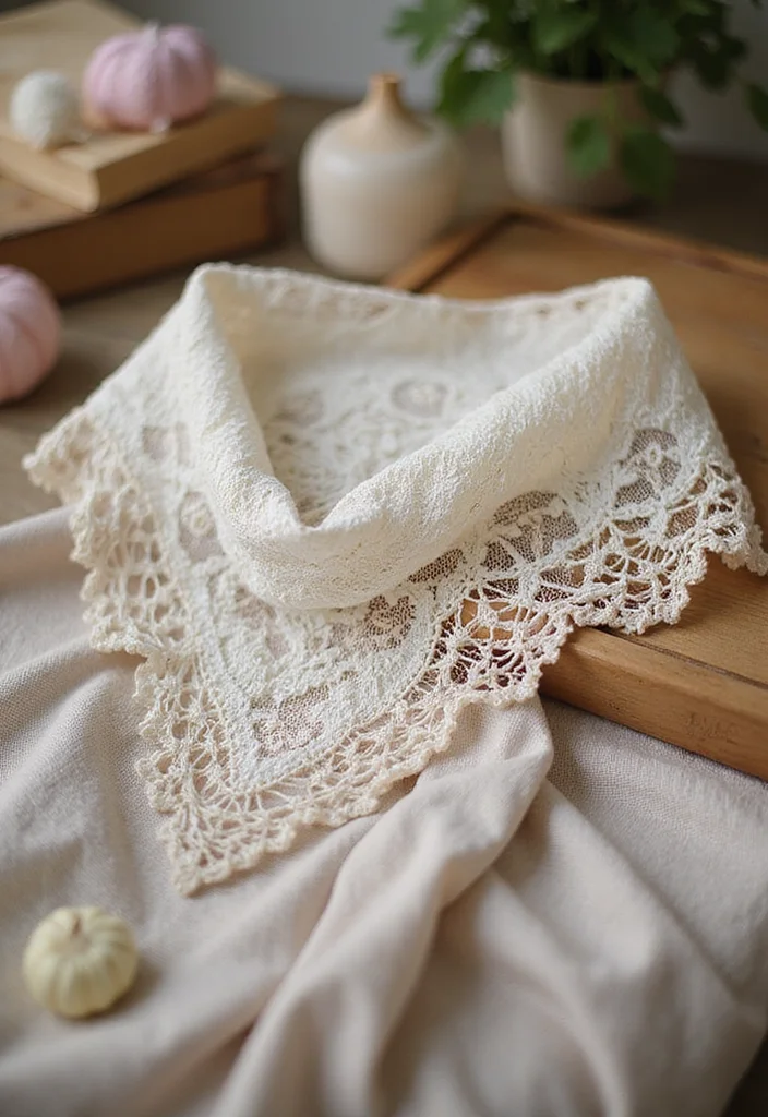 Crochet Bandana Pattern Free: Trendy Accessory Guide with 19 Youthful Visual Inspirations - 13. Vintage Lace Bandana