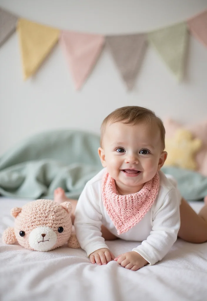 Crochet Bandana Pattern Free: Trendy Accessory Guide with 19 Youthful Visual Inspirations - 16. Baby Bandana Bib