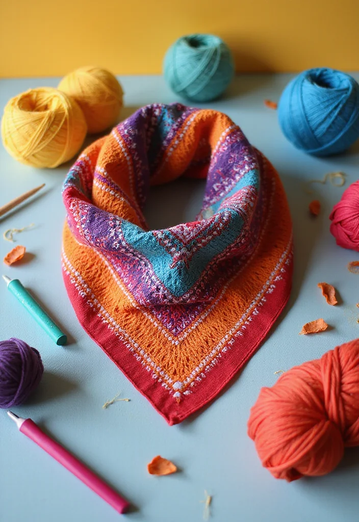 Crochet Bandana Pattern Free: Trendy Accessory Guide with 19 Youthful Visual Inspirations - 7. Color Block Bandana