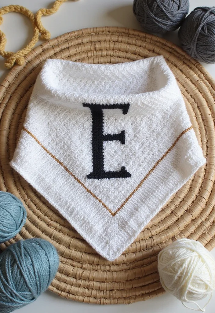 Crochet Bandana Pattern Free: Trendy Accessory Guide with 19 Youthful Visual Inspirations - 9. Personalized Initial Bandana