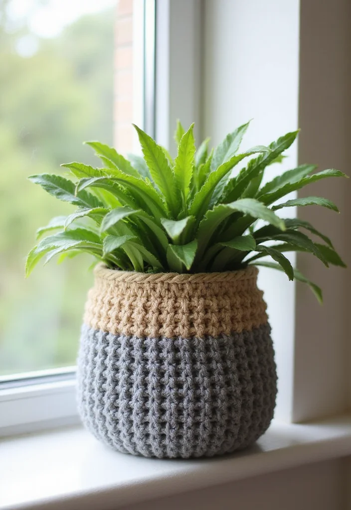 Crochet Basket Pattern Free: Storage & Home Décor Guide with 18 Minimal Visual Inspirations - 10. Plant Holder Basket
