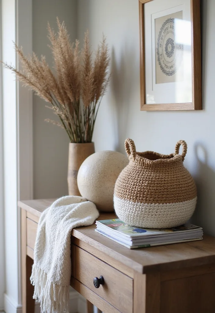 Crochet Basket Pattern Free: Storage & Home Décor Guide with 18 Minimal Visual Inspirations - 16. Decorative Console Table Basket