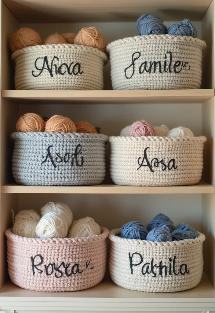 Crochet Basket Pattern Free: Storage & Home Décor Guide with 18 Minimal Visual Inspirations - 17. Personalized Family Baskets