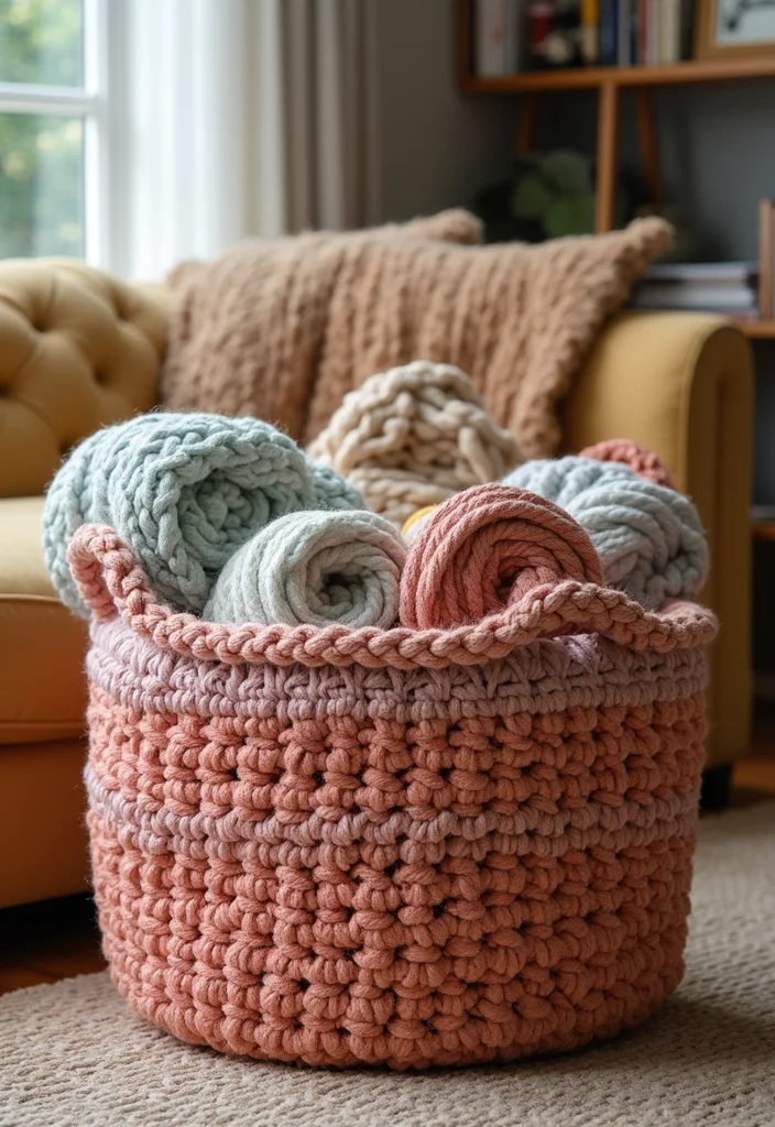 Crochet Basket Pattern Free: Storage & Home Décor Guide with 18 Minimal Visual Inspirations - 2. Textured Braided Basket