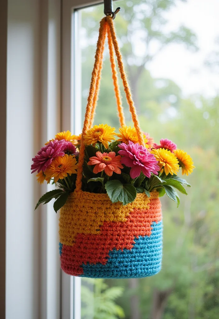Crochet Basket Pattern Free: Storage & Home Décor Guide with 18 Minimal Visual Inspirations - 4. Stylish Hanging Crochet Basket