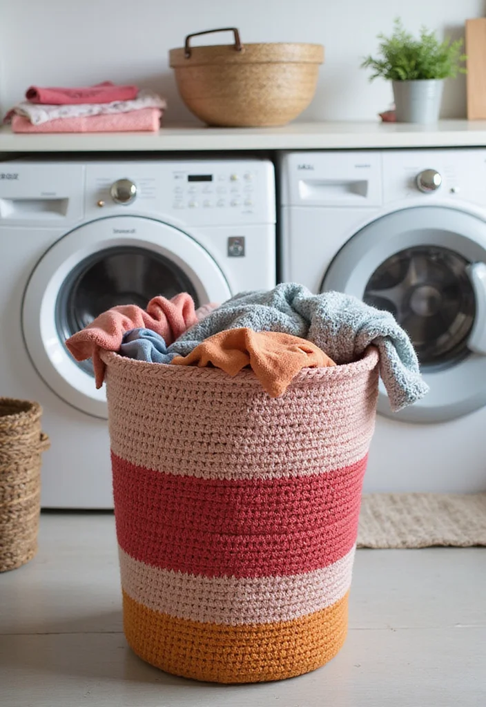 Crochet Basket Pattern Free: Storage & Home Décor Guide with 18 Minimal Visual Inspirations - 7. Chic Laundry Basket