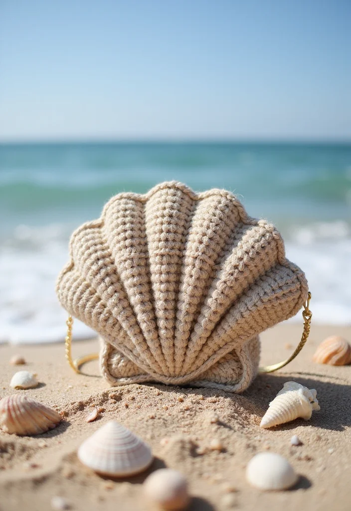 Crochet Beach Cover Up Guide with 18 Breezy Visual Inspirations - 18. Crochet Seashell Shaped Bag