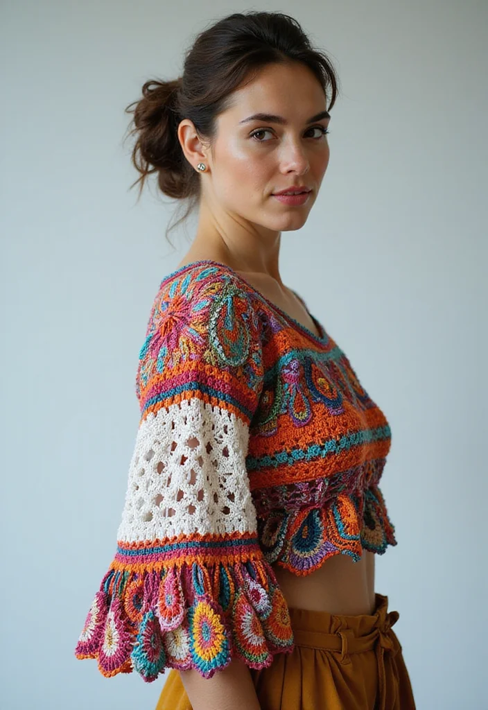 Crochet Blouse Free Pattern: Stylish Top Guide with 19 Modern Visual Inspirations - 4. The Statement Sleeve
