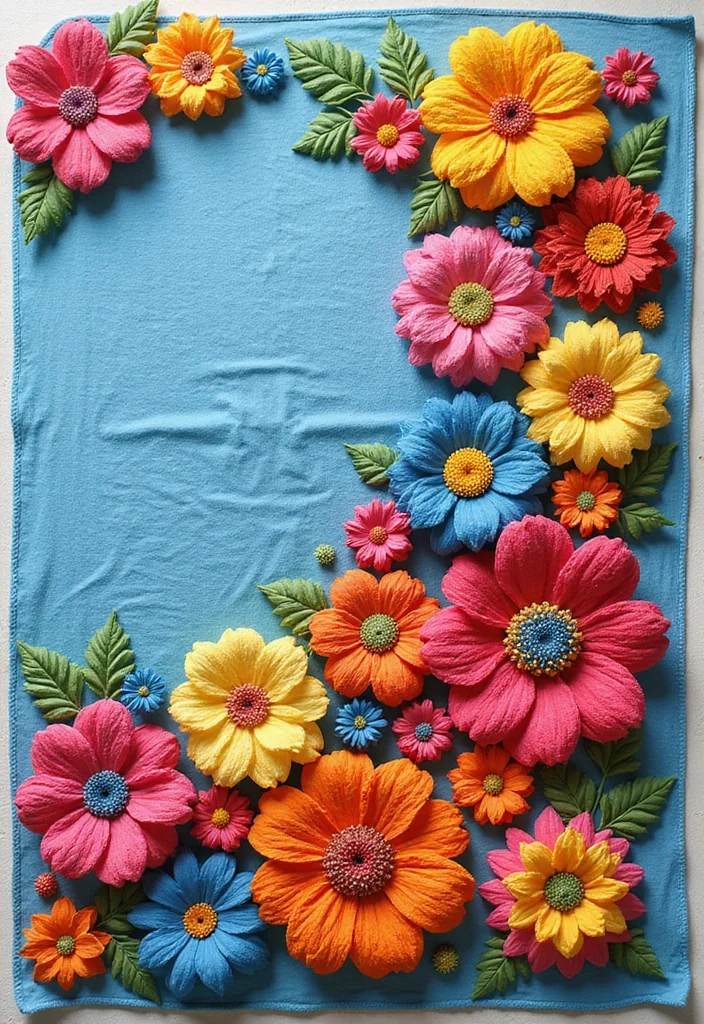 Crochet Borders for Blankets Guide with 18 Elegant Visual Inspirations - 13. 3D Floral Border