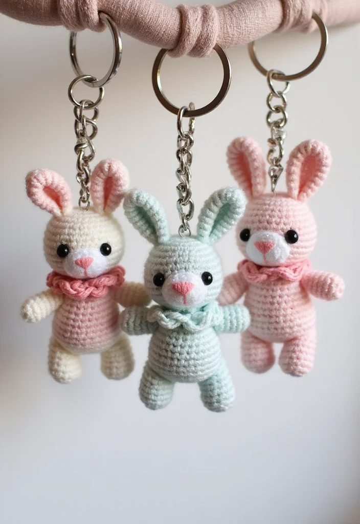 Crochet Bunny Pattern Free: Cute Amigurumi Guide with 18 Soft Visual Inspirations - 11. Bunny Keychains