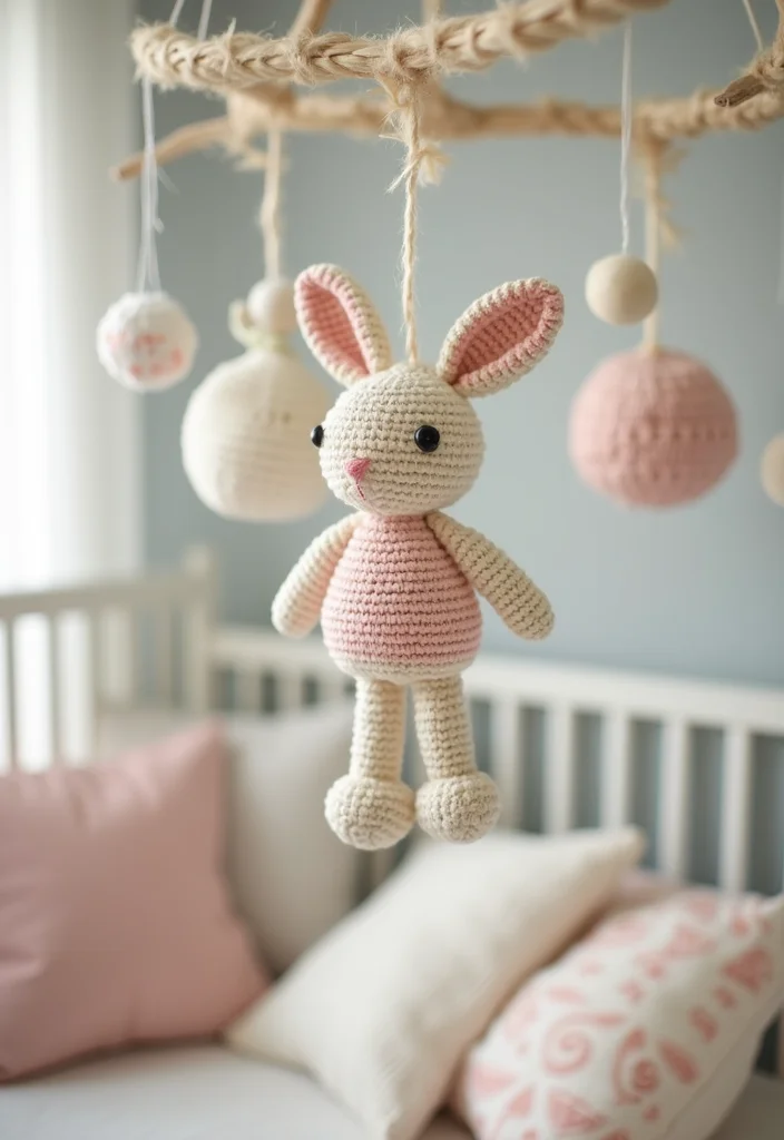 Crochet Bunny Pattern Free: Cute Amigurumi Guide with 18 Soft Visual Inspirations - 8. Bunny Mobile for Nurseries