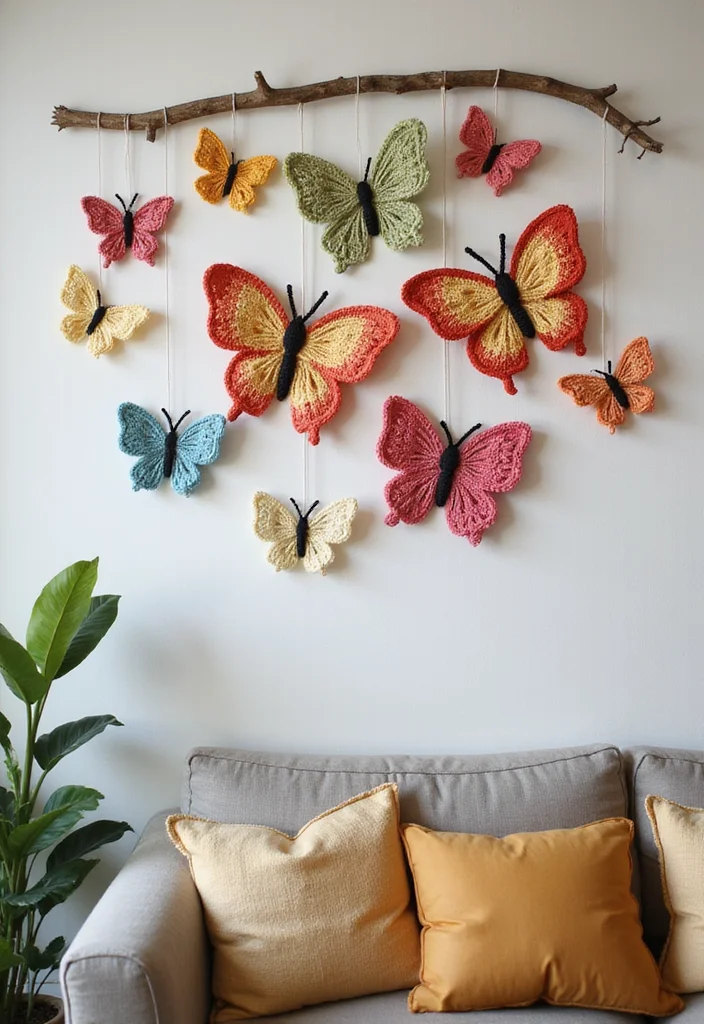 Crochet Butterfly Free Pattern: Delicate Design Guide with 17 Elegant Visual Inspirations - 1. Butterfly Wall Hanging