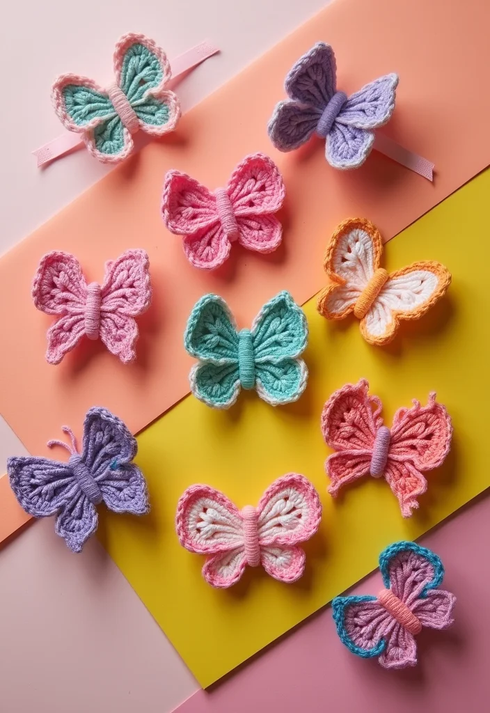 Crochet Butterfly Free Pattern: Delicate Design Guide with 17 Elegant Visual Inspirations - 11. Butterfly Hair Accessories