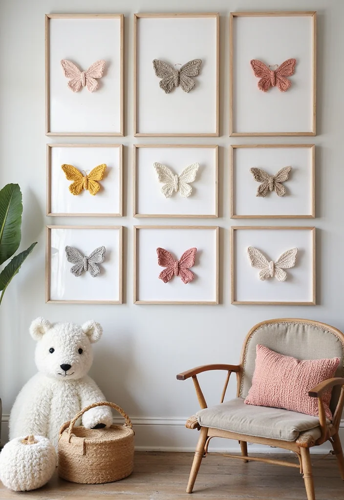 Crochet Butterfly Free Pattern: Delicate Design Guide with 17 Elegant Visual Inspirations - 17. Butterfly Art for Wall Decor