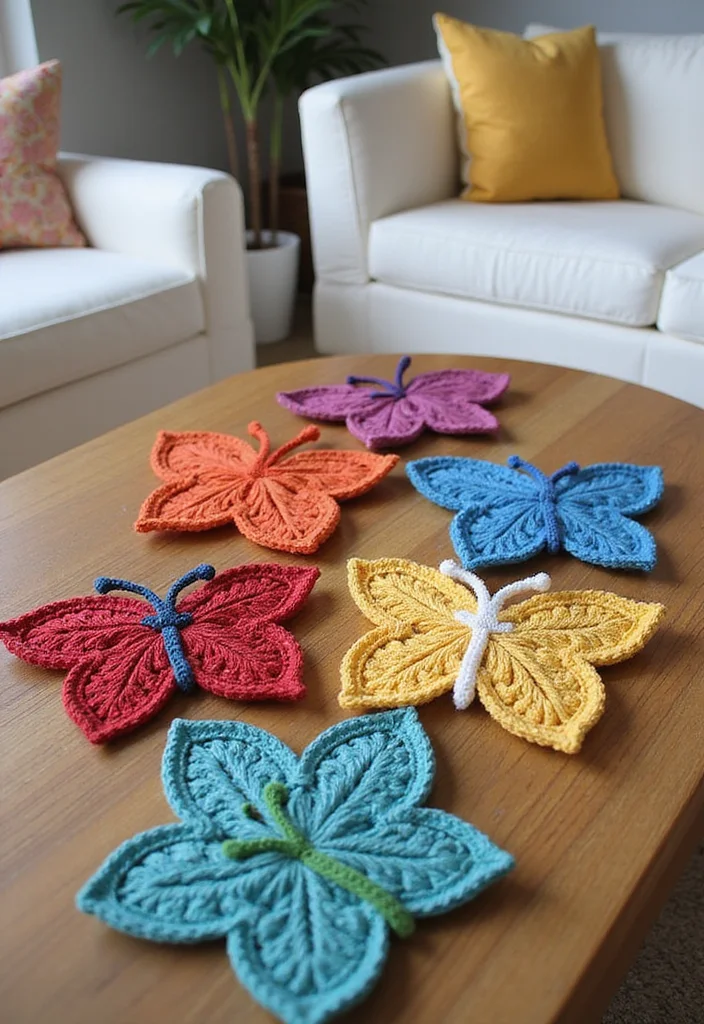 Crochet Butterfly Free Pattern: Delicate Design Guide with 17 Elegant Visual Inspirations - 5. Butterfly Coasters