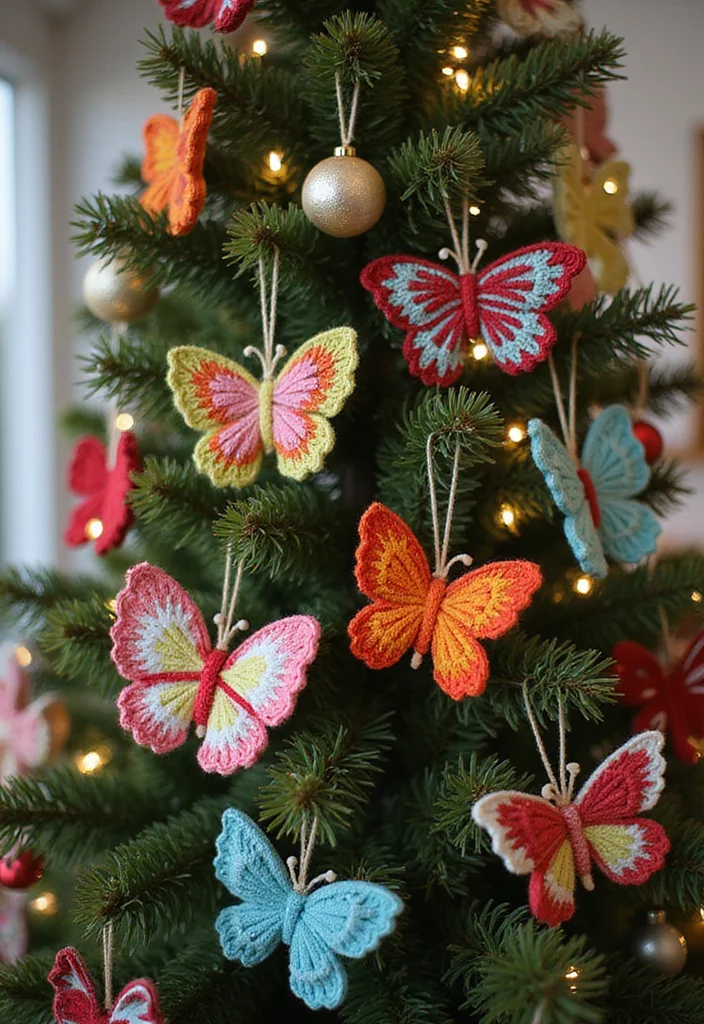 Crochet Butterfly Free Pattern: Delicate Design Guide with 17 Elegant Visual Inspirations - 8. Butterfly Ornaments for Seasonal Decor