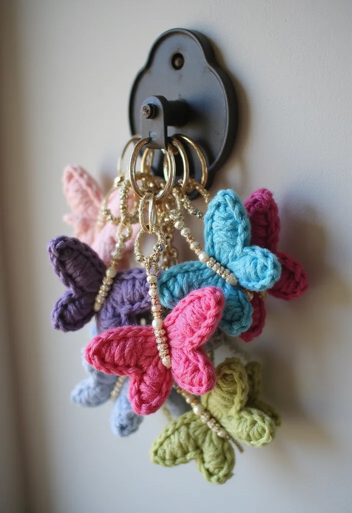 Crochet Butterfly Free Pattern: Delicate Design Guide with 17 Elegant Visual Inspirations - 9. Butterfly Keychains