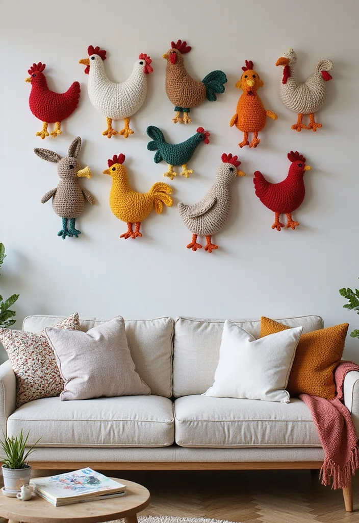 Crochet Chicken Pattern Free: Cute Farm Amigurumi Guide with 19 Fun Visual Inspirations - 15. Farmyard Crochet Wall Art